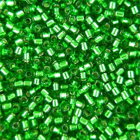 DB-0046 5.2 Grams of 11/0 Silver Lined Green Miyuki Delica Beads