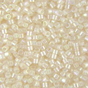 DB-0052 5.2 Grams of 11/0 Lined Rainbow Off White Delica Beads