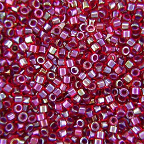 DB-0296 5.2 Grams of 11/0 Lined Rainbow Red Cranberry