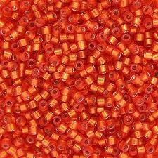 DB-0682 5.2 Grams of 11/0 Semi Matte Silver Lined Orange
