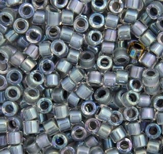 DB-0081 5.2 Grams of 11/0 Dyed Lined Dark Grey AB Delica Bead