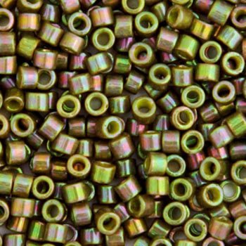 DB-0133 5.2 Grams of 11/0 Opaque Olive Gold Lustre AB Delica Beads