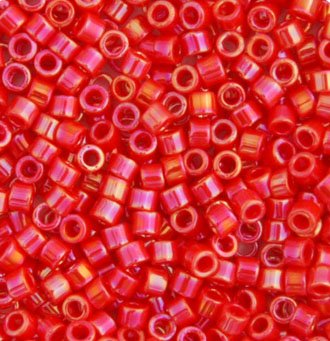 DB-0159 5.2 Grams of 11/0 Opaque Coral Red AB Delica Beads