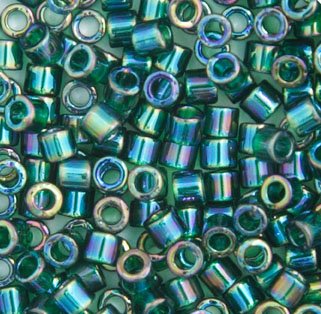 DB-0175 5.2 Grams of 11/0 Transparent Dark Green AB Delica Beads