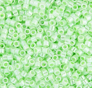 DB-0237 5.2 Grams of 11/0 Crystal Light Green Lined Ceylon Miyuki Delica Beads