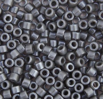 DB-0268 5.2 Grams of 11/0 Opaque Dark Grey Glazed Lustre Miyuki Delica Beads