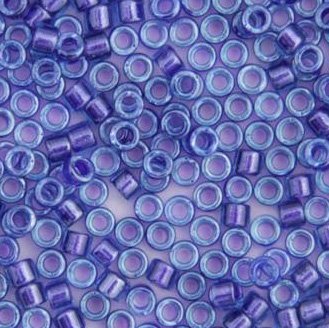DB-0284 5.2 Grams of 11/0 Dyed Amethyst Lined Aqua Miyuki Delica Beads