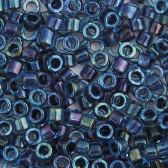 DB-0286 5.2 Grams of 11/0 Dyed Grey Lined Aqua Miyuki Delica Beads