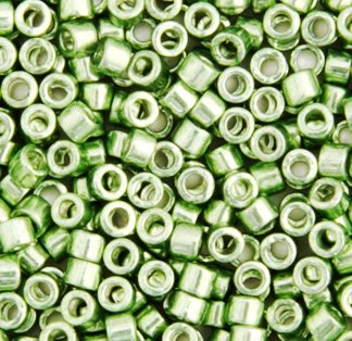 DB-0413 5.2 Grams of 11/0 Opaque Dyed Galvanized Green Moss Delica Beads