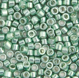 DB-0414 5.2 Grams of 11/0 Opaque Dyed Galvanized Green Moss Delica Beads