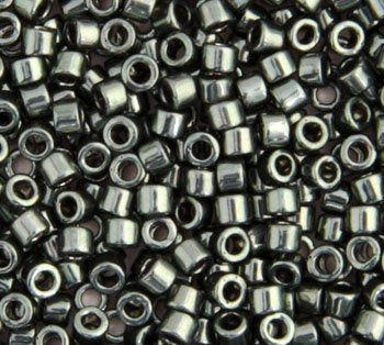 DB-0457 5.2 Grams of 11/0 Opaque Grey Green Nickel Plated Delica Beads