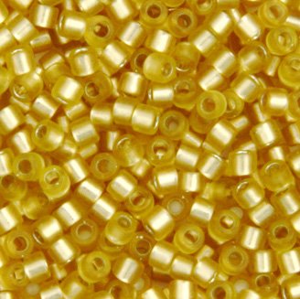 DB-0687 5.2 Grams of 11/0 Semi Matte Silver Lined Yellow Green Delica Beads