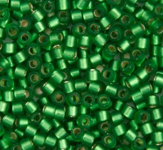 DB-0688 5.2 Grams of 11/0 Semi Matte Silver Lined Medium Green