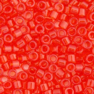 DB-0704 5.2 Grams of 11/0 Transparent Red Orange Delica Beads