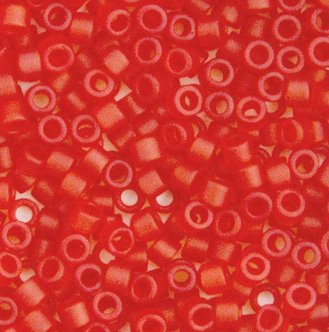 DB-0745 5.2 Grams of 11/0 Matte Transparent Orange Red Miyuki Delica Beads