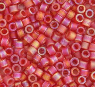 DB-0856 5.2 Grams of 11/0 Transparent Matte Red Orange AB Delica Beads