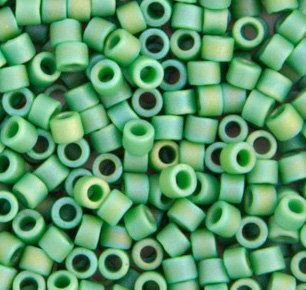 DB-0877 5.2 Grams of 11/0 Opaque Matte Green AB Delica Beads