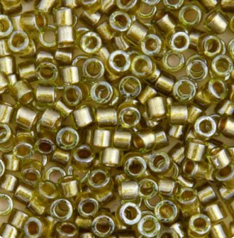 DB-0908 5.2 Grams of 11/0 Sparkling Beige Yellow Lined Chartreuse Delica Beads