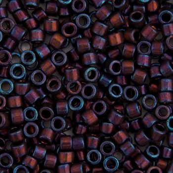 DB-1004 5.2 Grams of 11/0 Metallic Blue / Cranberry Lustre AB Delica Beads