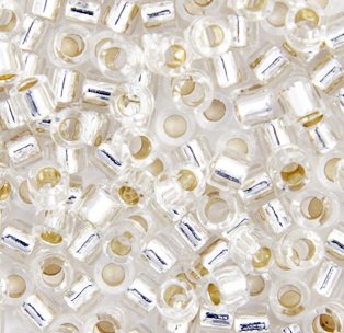 DB10-0041 5.2 Grams of 10/0 Crystal Silver Lined Delica Beads