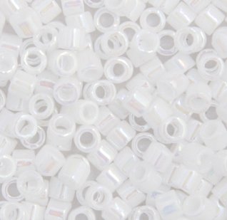 DB10-0202 5.2 Grams of 10/0 Opaque White Pearl AB Delica Beads