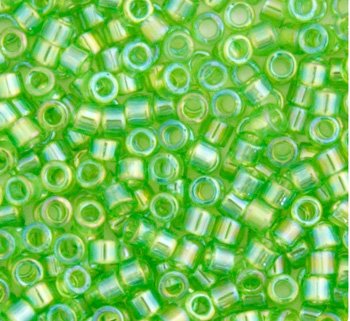 DB-1246 5.2 Grams of 11/0 Transparent Green AB Delica Beads