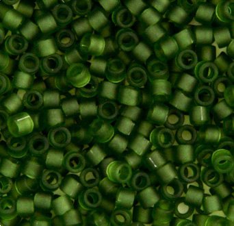 DB-1267 5.2 Grams of 11/0 Transparent Matte Olive Delica Beads