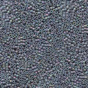 DB-0132 5.2 Grams of 11/0 Opaque Dark Grey Gold Lustre AB Delica Beads