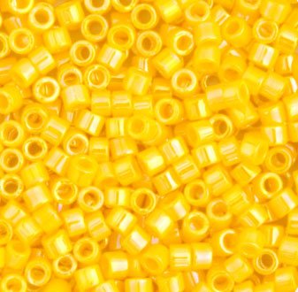 DB-1572 5.2 Grams of 11/0 Opaque Dark Canary Yellow AB Delica Beads
