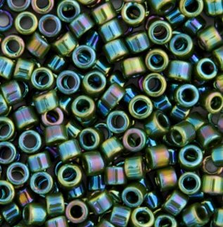 DB-1575 5.2 Grams of 11/0 Opaque Green Avocao AB Delica Beads
