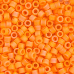 DB-1593 5.2 Grams of 11/0 Matte Opaque Mandarin Orange AB Delica Beads