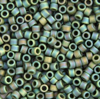 DB-1594 5.2 Grams of 11/0 Matte Opaque Avocado Green AB Delica Beads