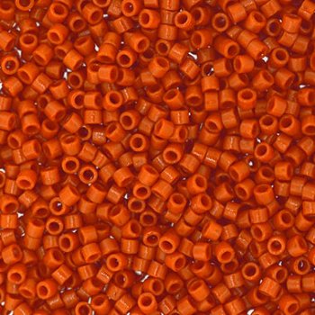 DB-2108 5.2 Grams of 11/0 Duracoat Opaque Dyed Pumpkin Orange Delica Beads