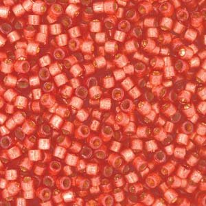 DB-2173 5.2 Grams of 11/0 Duracoat Silverlined Dyed Semi Frost Watermelon Delica Beads