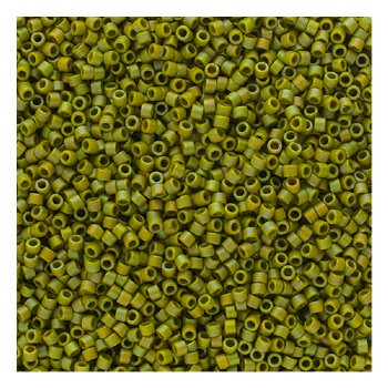 DB-2309 5.2 Grams of 11/0 Opaque Frosted Glazed Matte Rainbow Lime Green AB Delica Beads