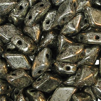 5.5 Grams of 5x8mm Antique Chrome DiamonDuo Two Hole Beads