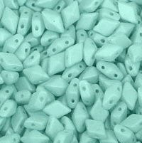 5.5 Grams of 5x8mm Aqua Glow In The Dark DiamonDuo Two Hole Beads