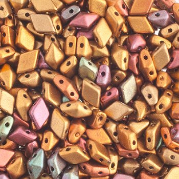 5.5 Grams of 5x8mm Matte Gold Iris DiamonDuo Two Hole Beads