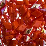 5.5 Grams of 5x8mm Opaque Coral AB DiamonDuo Two Hole Beads