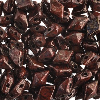 5.5 Grams of 5x8mm Opaque Coral Bronze DiamonDuo Two Hole Beads