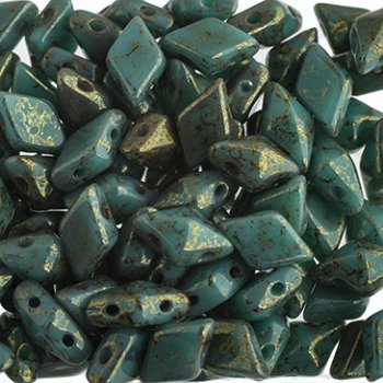 5.5 Grams of 5x8mm Opaque Turquoise Lumi Pecan DiamonDuo Two Hole Beads