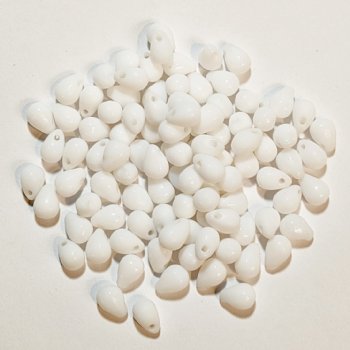 100 4x6mm Opaque Chalk White Glass Drop Beads