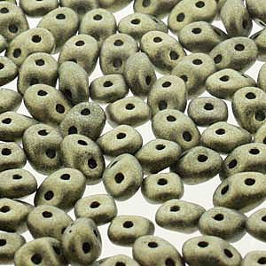 DUO-79080 - 10 Grams Jet Metallic Suede Gold 2.5x5mm Superduo Beads