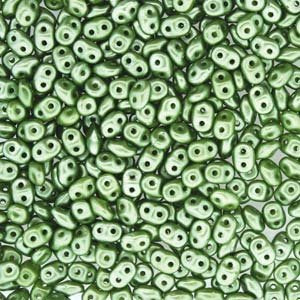 DUO525034 - 10 Grams Pastel Pearl Olivine 2.5x5mm Superduo Beads