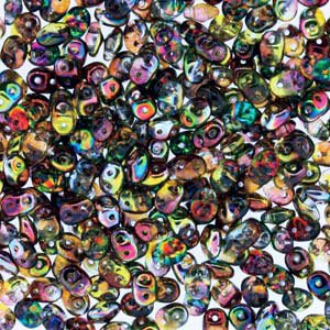 DUO-95300 10 Grams Magic Orange & Grey 2.5x5mm Superduo Beads