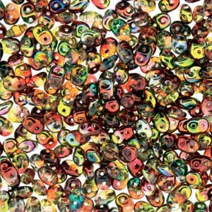 DUO-95600 - 10 Grams Magic Red & Yellow 2.5x5mm Superduo Beads