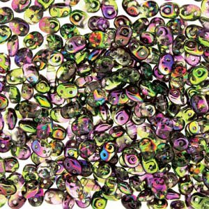 DUO-95000 - 10 Grams Magic Violet & Green 2.5x5mm Superduo Beads