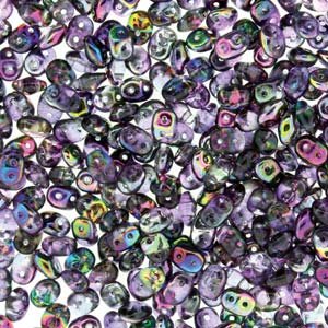 DUO-95500 - 10 Grams Magic Violet & Grey 2.5x5mm Superduo Beads