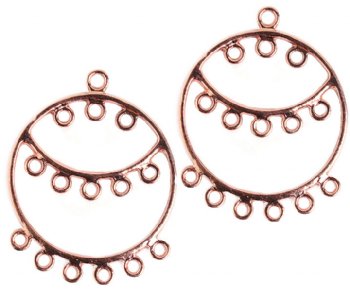 5 Pairs of 35x33mm Round Bright Copper Earrings