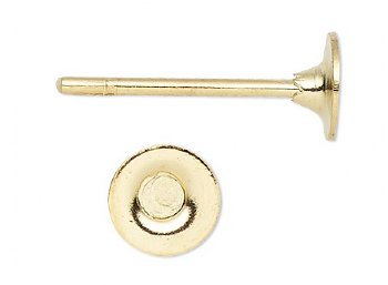 50, 4mm Gold Flat Pad Earring Post